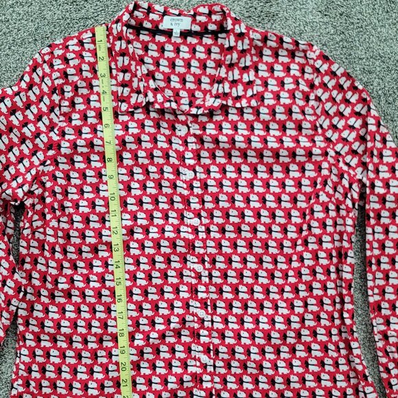 Crown & Ivy Red White & Blue  Dog Print Blouse Large - Picture 9 of 12